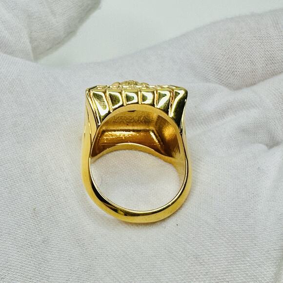 NIB Versace Medusa Head Square Ring 21 US 9.5 Gold Silver Tone Bicolor - Picture 9 of 14